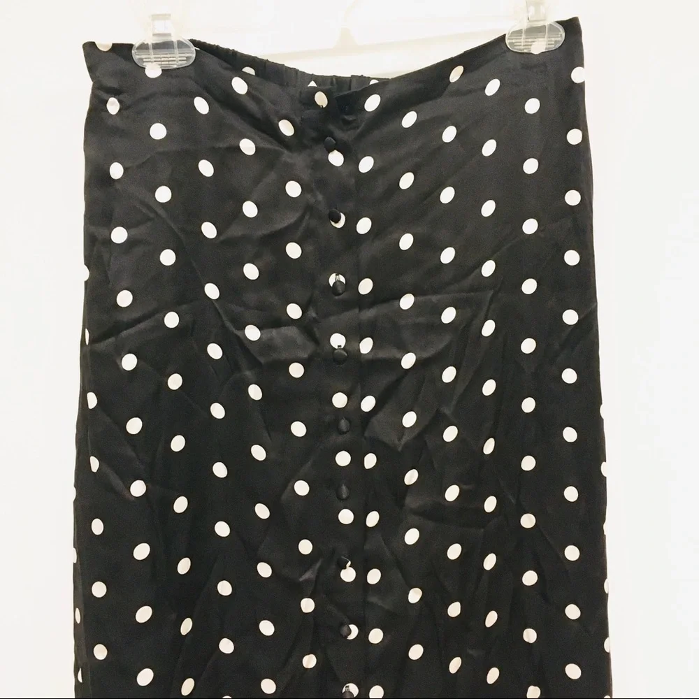 NWT Cami NYC Annabelle Silk Midi Skirt Vintage Dot Black White Small